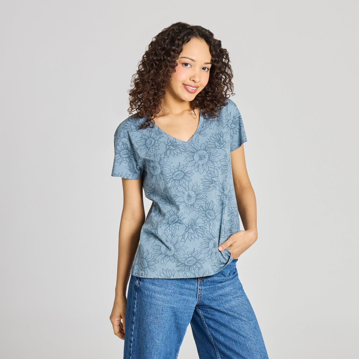 Women's Sunflower Sketch Pattern Crusher-LITE Easy Vee
