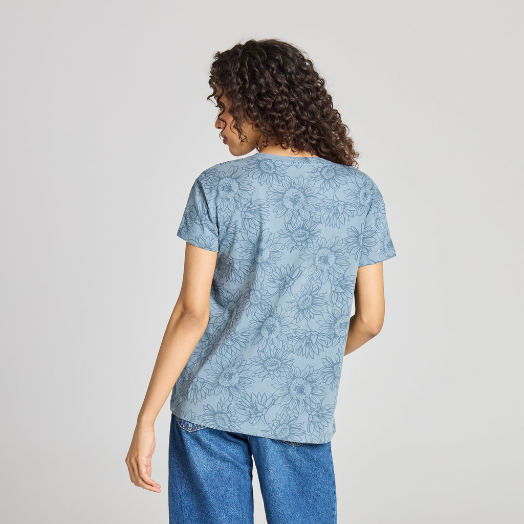 Women's Sunflower Sketch Pattern Crusher-LITE Easy Vee