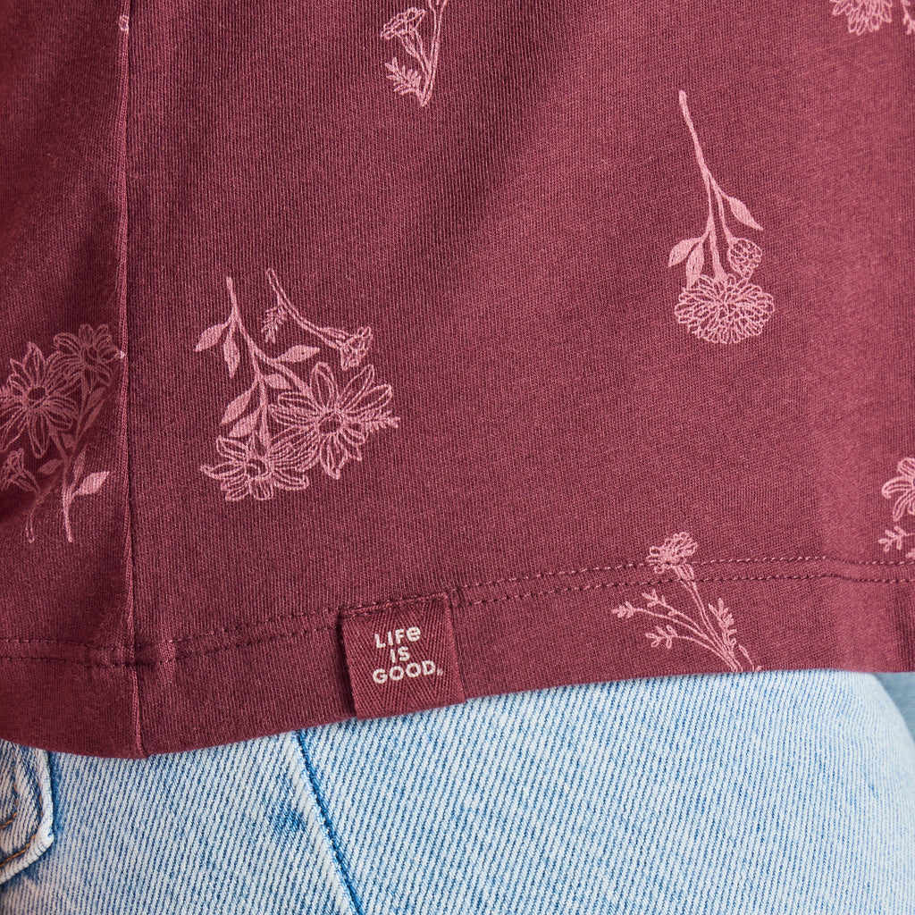 Women's Delicate Wildflower Pattern Crusher-LITE Easy Vee