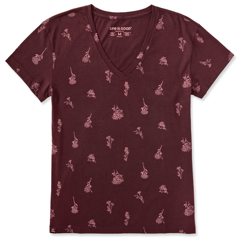 Women's Delicate Wildflower Pattern Crusher-LITE Easy Vee