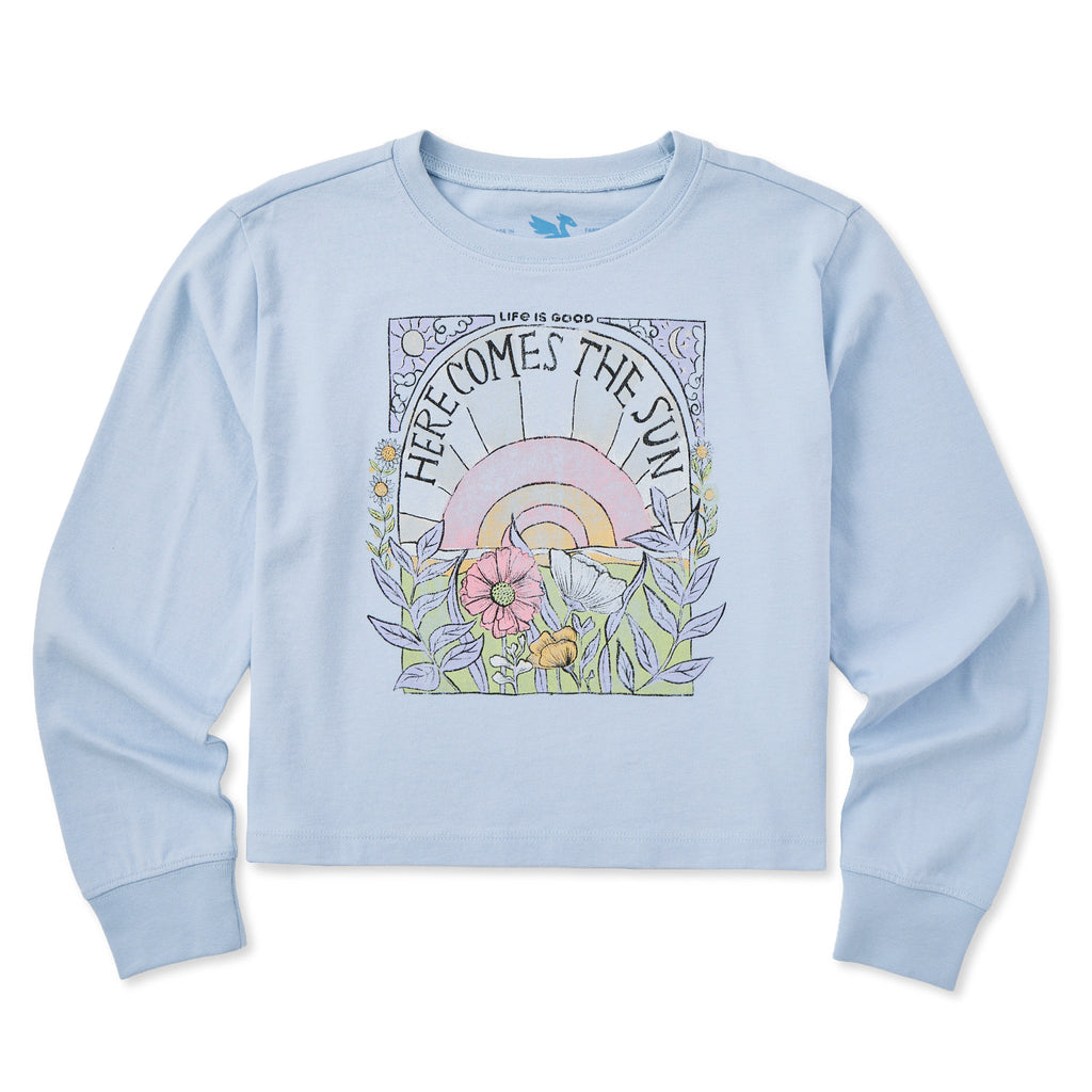 Kids Here Comes The Sun Hippie Long Sleeve Crusher Boxy Tee product image 1