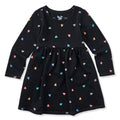 Toddler Tossed Heart Pattern Long Sleeve Crusher Dress