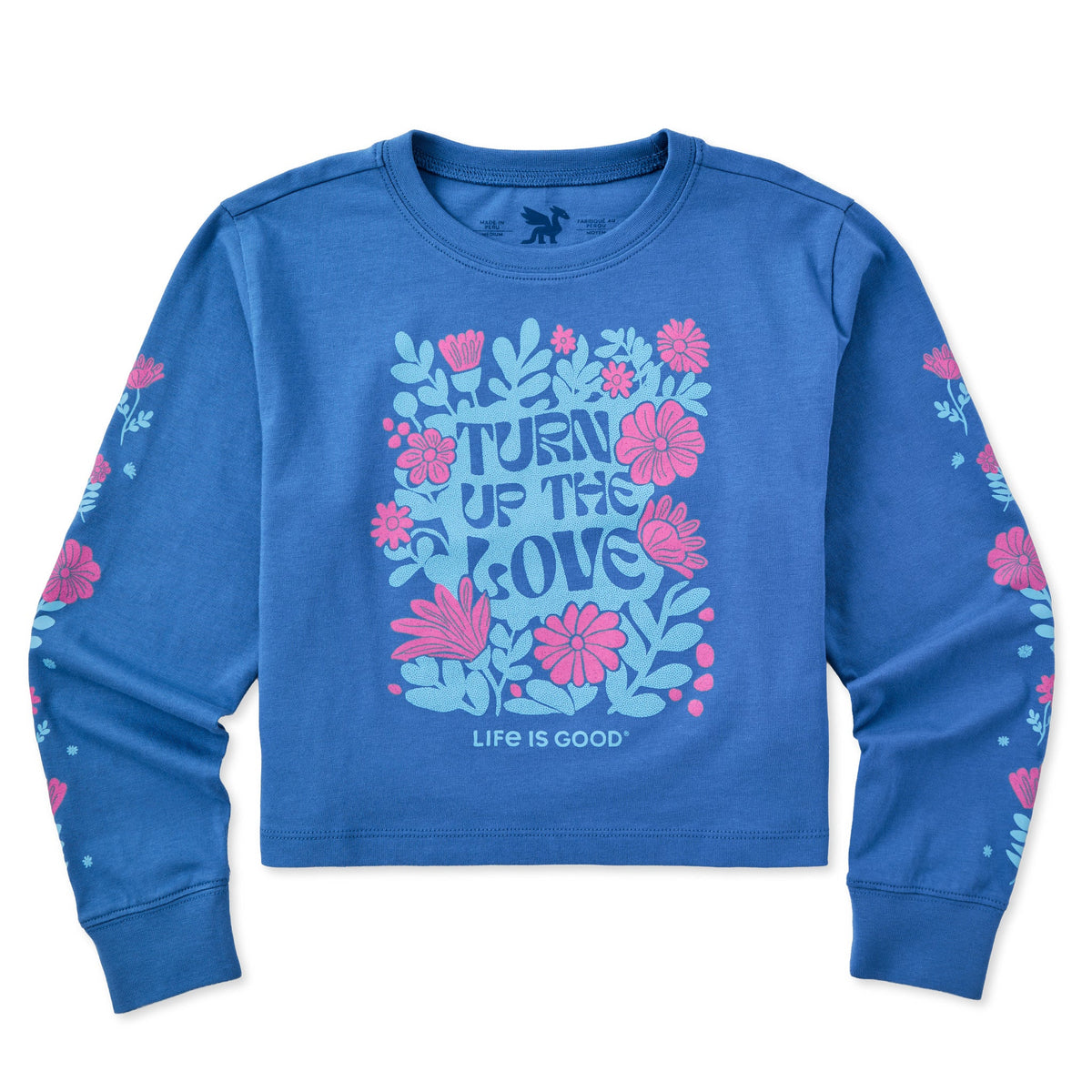Kids Turn up the Love Flowers Long Sleeve Crusher Boxy Tee product image 1