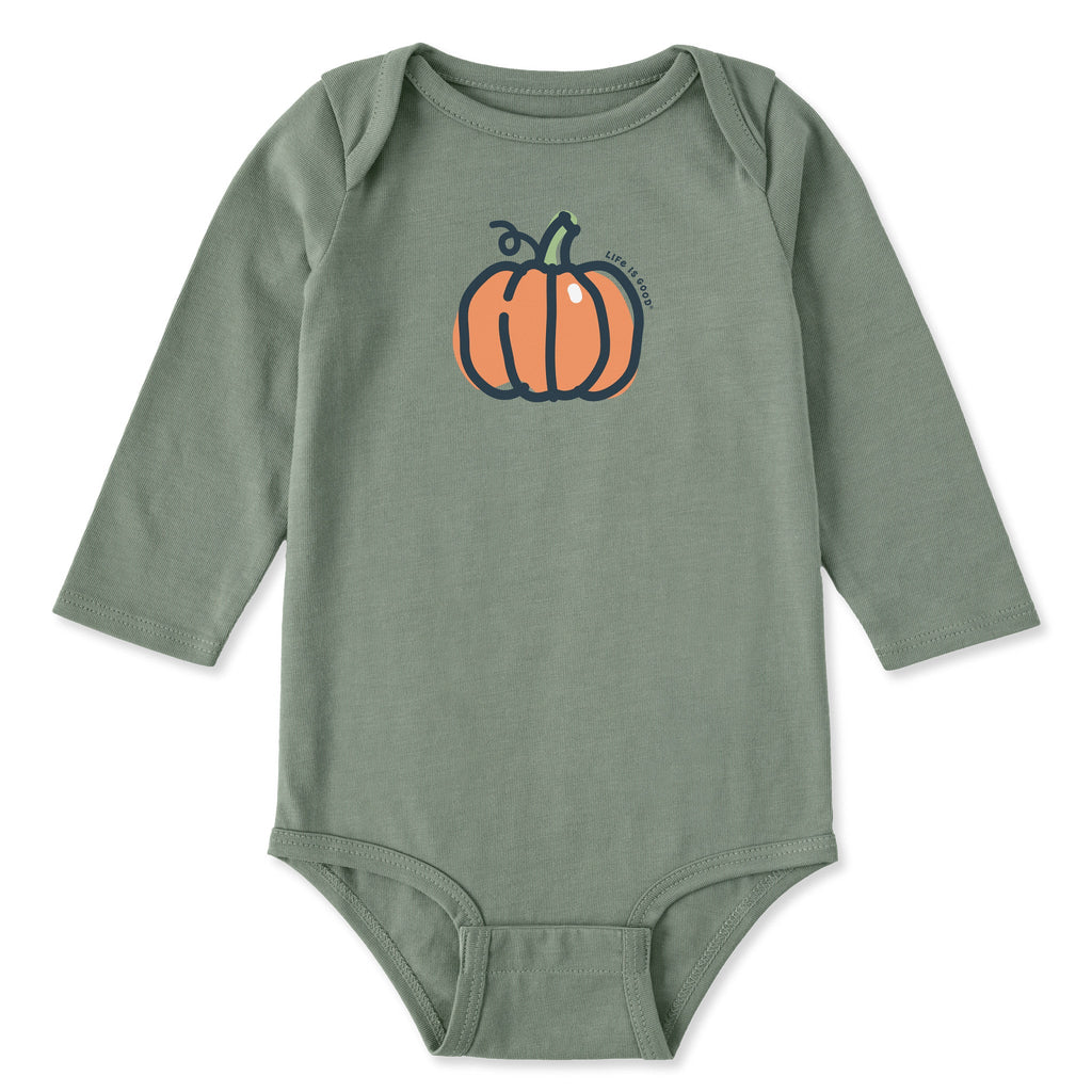 Infant Pumpkin Long Sleeve Crusher Baby Bodysuit