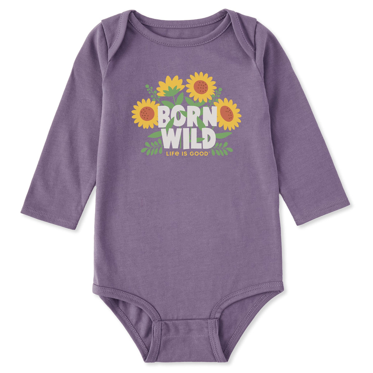 Infant Born Wild Sunflowers Long Sleeve Crusher Baby Bodysuit