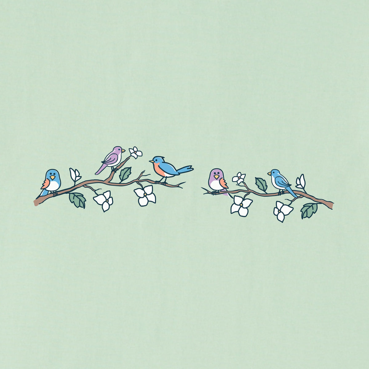 Women's Happy Birds on Branches Long Sleeve Crusher Vee product image 2