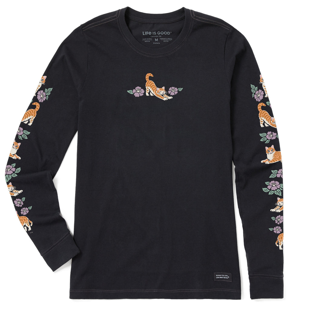 Women's Kitties in Flowers Long Sleeve Crusher Tee product image 1