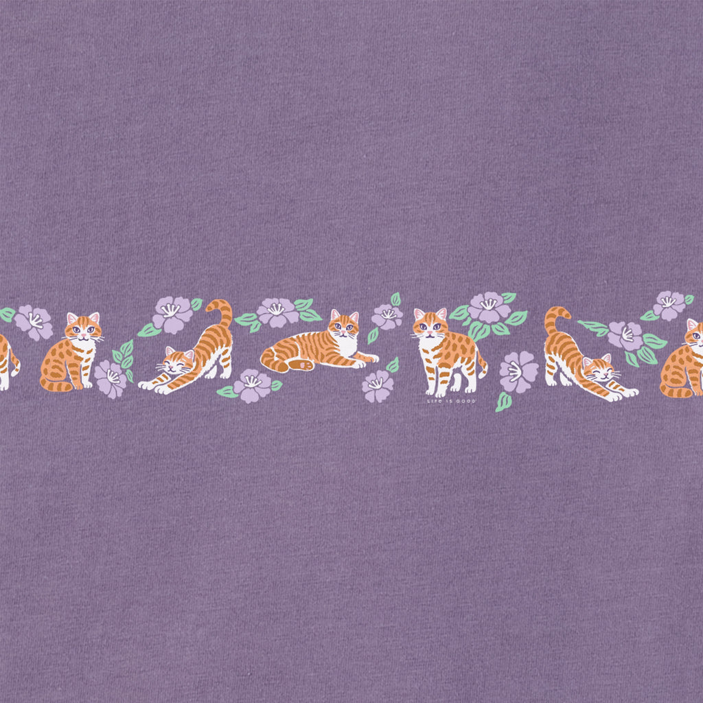 Women's Cats in Flowers Long Sleeve Crusher Tee product image 2