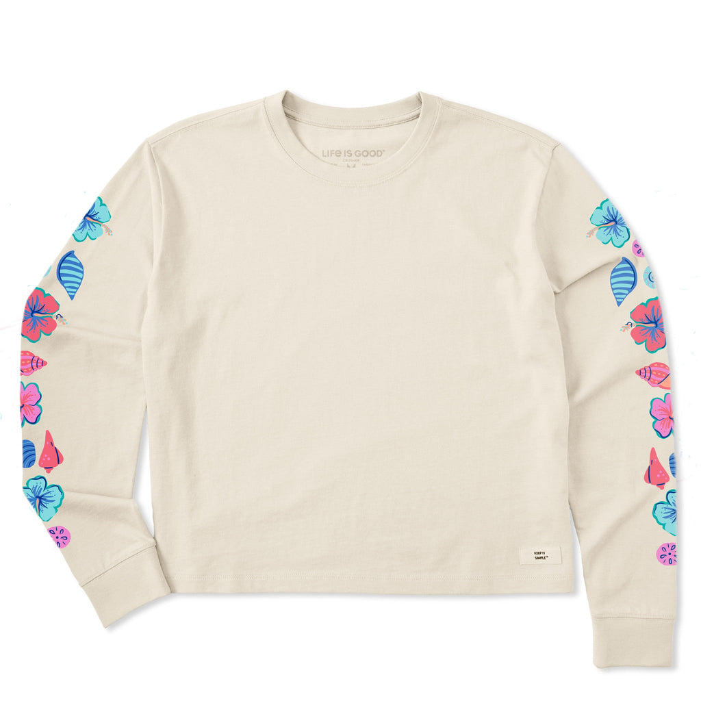 Women's Hibiscus Shells Long Sleeve Crusher Boxy Tee product image 1