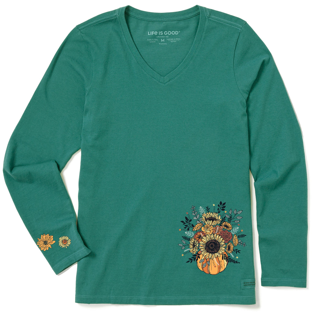 Women's Pumpkin Full of Sunflowers Long Sleeve Crusher Vee product image 1