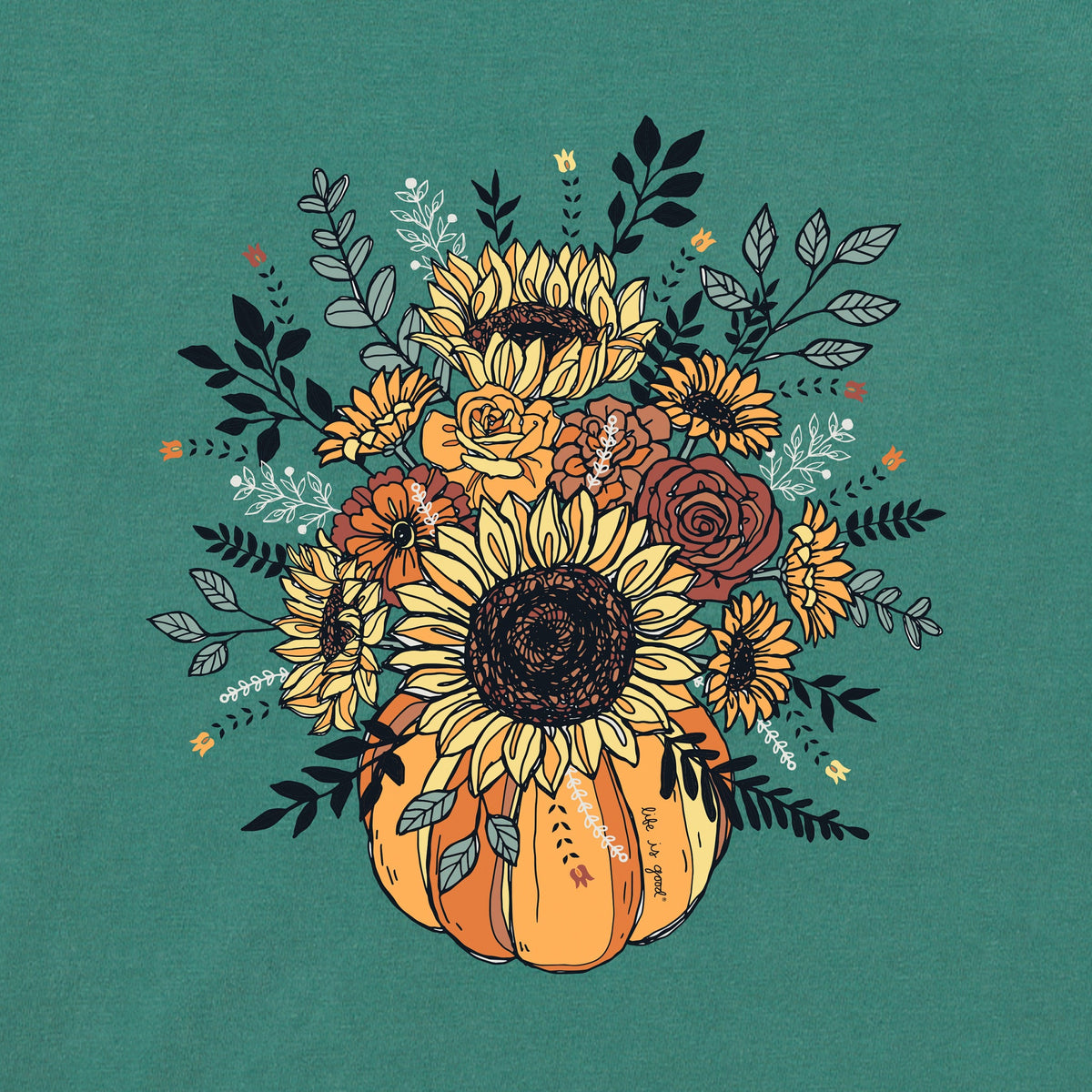 Women's Pumpkin Full of Sunflowers Long Sleeve Crusher Vee product image 2