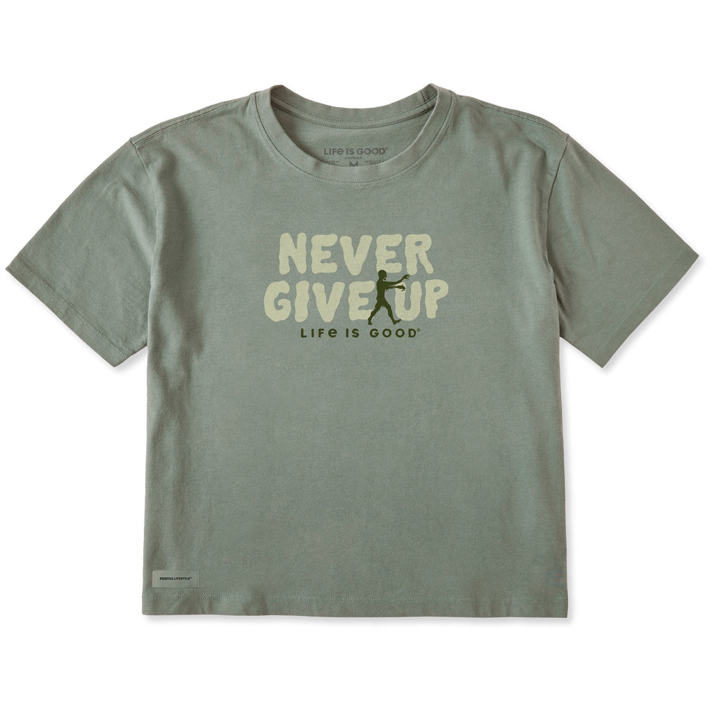 Women's Never Give Up Zombie Short Sleeve Crusher Boxy Tee product image 1