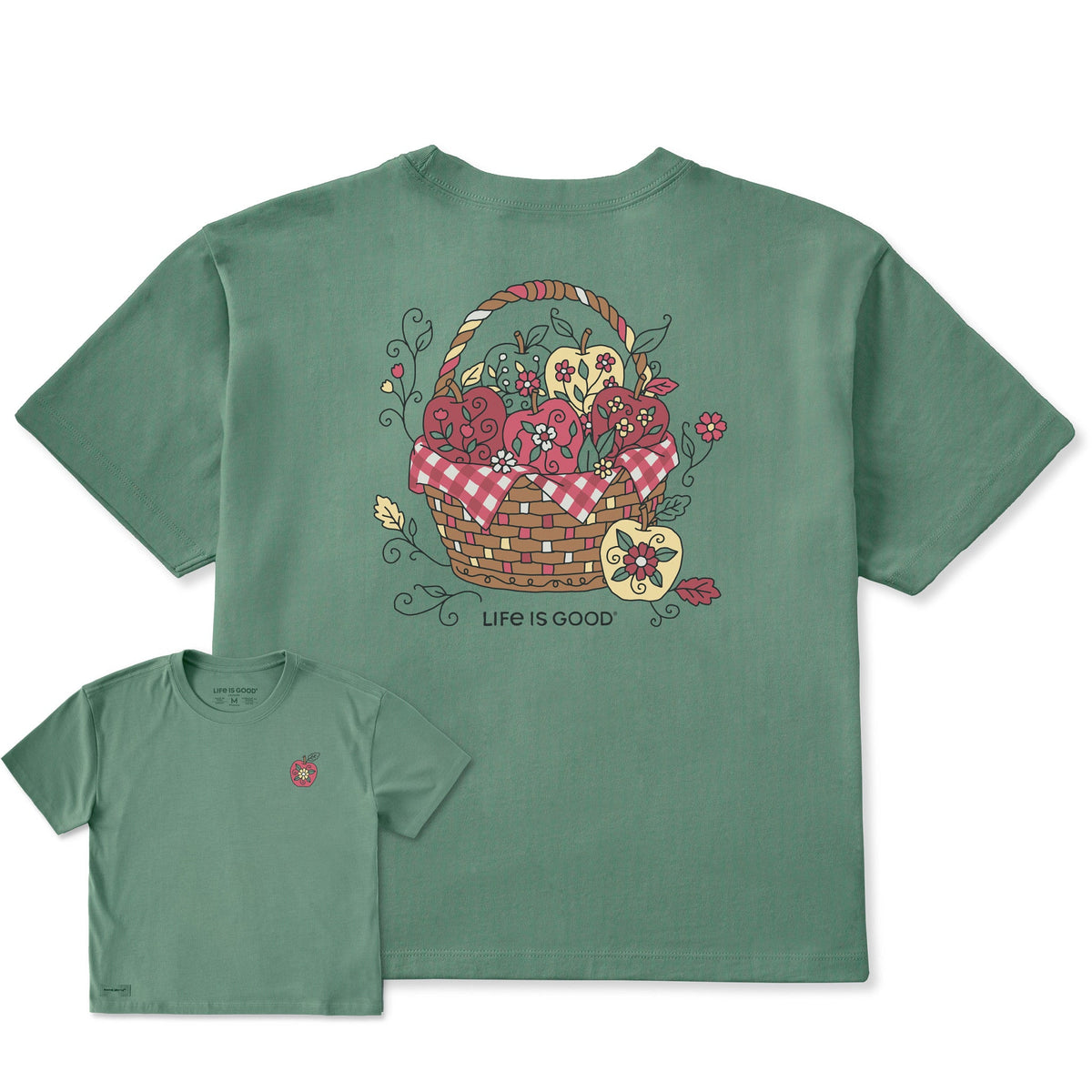 Women's Doodle Apple Basket Short Sleeve Crusher Boxy Tee product image 1
