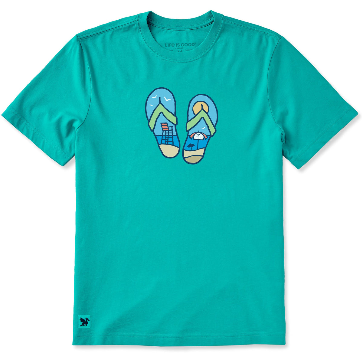 Men's Flip Flops Beach Scene Short Sleeve Crusher Tee product image 1