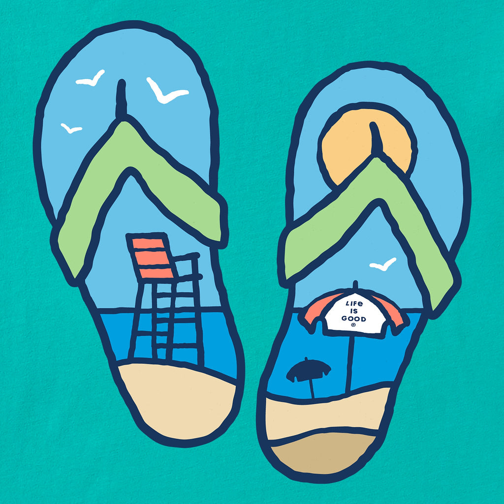 Women's Flip Flops Beach Scene Short Sleeve Crusher Tee product image 2