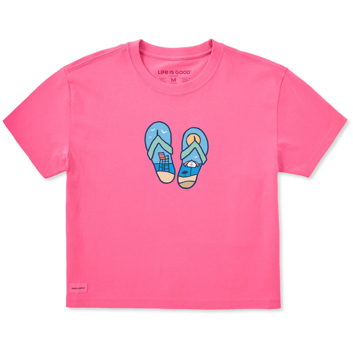 Women's Flip Flops Beach Scene Short Sleeve Crusher Boxy Tee product image 1