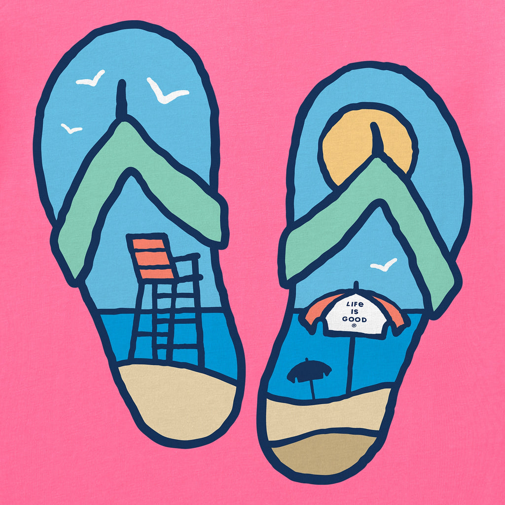 Women's Flip Flops Beach Scene Short Sleeve Crusher Boxy Tee product image 2