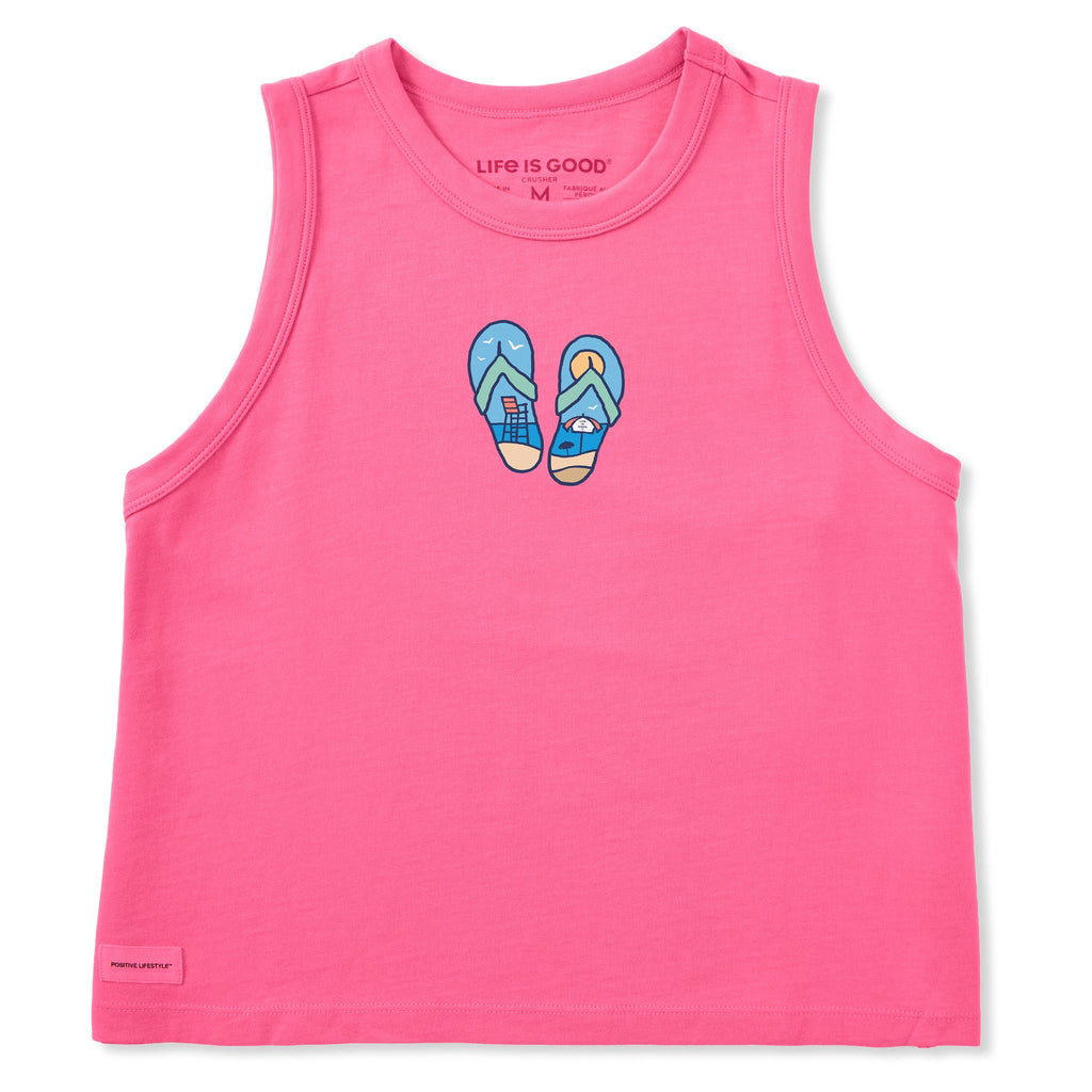 Women's Flip Flops Beach Scene Crusher Boxy Tank product image 1
