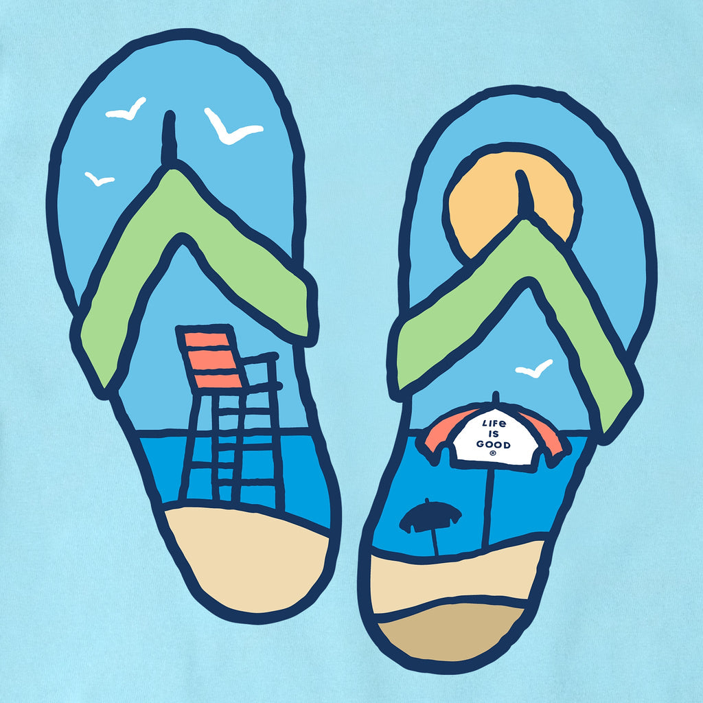 Women's Flip Flops Beach Scene Short Sleeve Crusher Vee product image 2