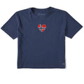 Women's Norway Flag Heart Short Sleeve Crusher Boxy Tee