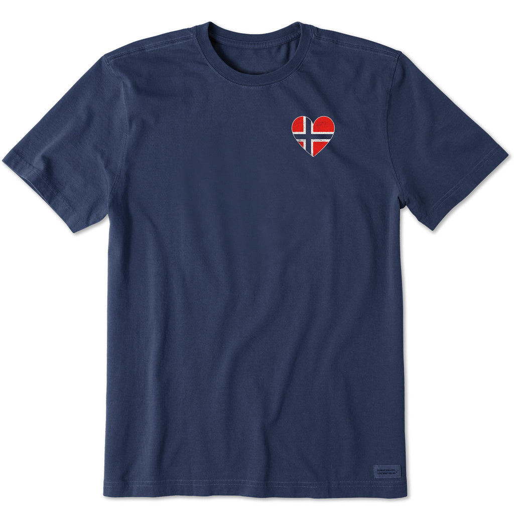 Men's Norway Flag Heart Short Sleeve Crusher Tee
