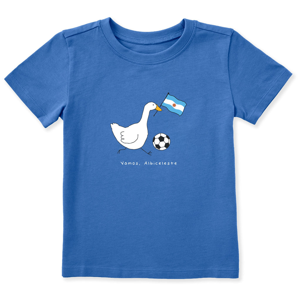 Toddler Silly Goose Soccer Argentina Short Sleeve Crusher Tee