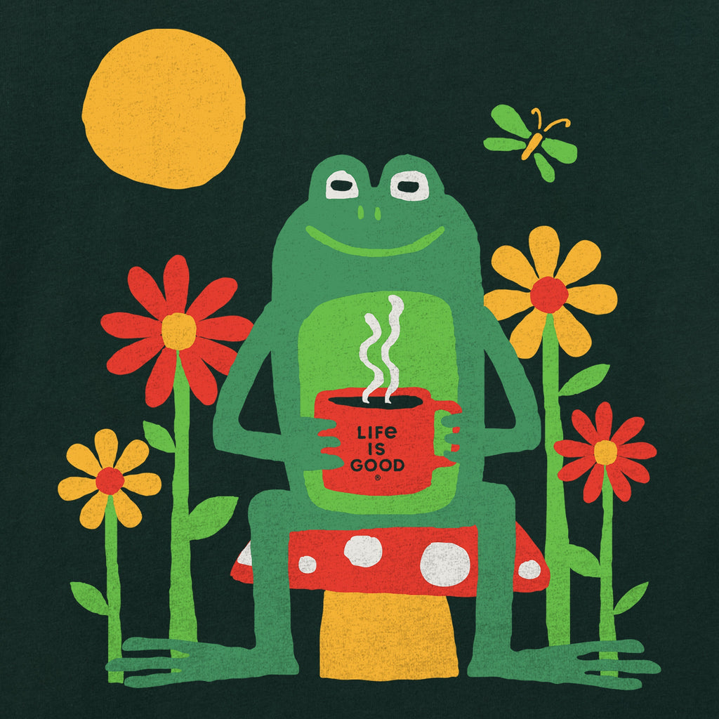 Women's Frog, Flowers and Coffee Short Sleeve Crusher Tee
