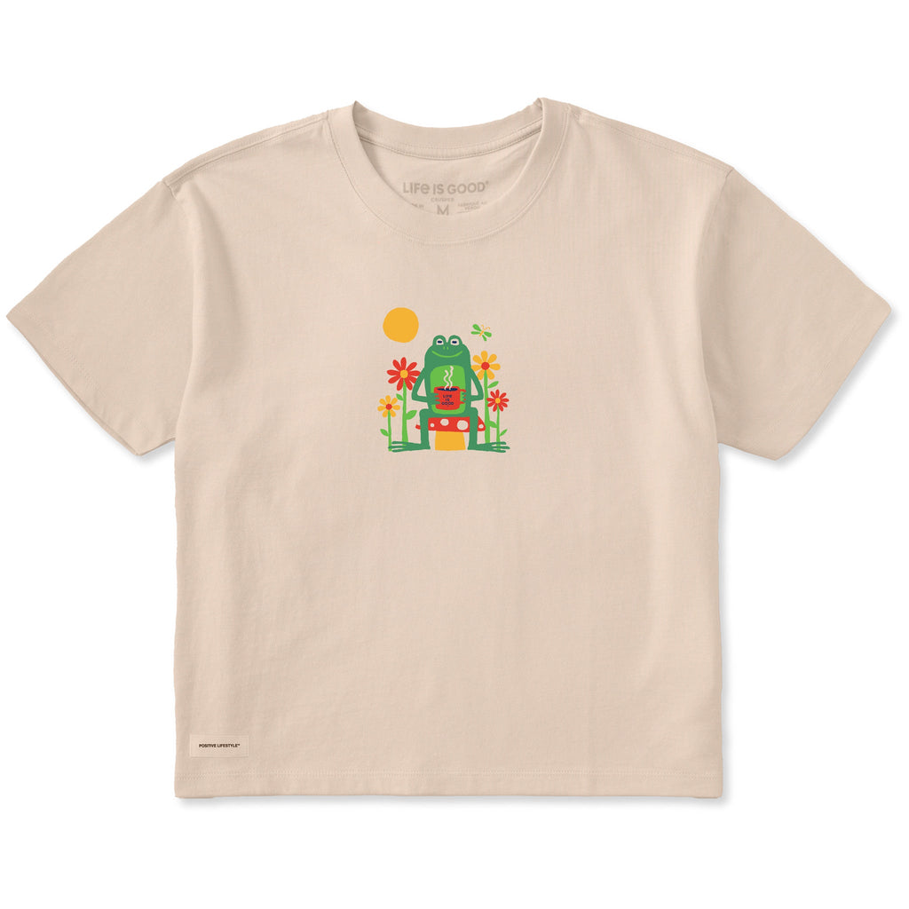 Women's Frog, Flowers and Coffee Short Sleeve Crusher Boxy Tee
