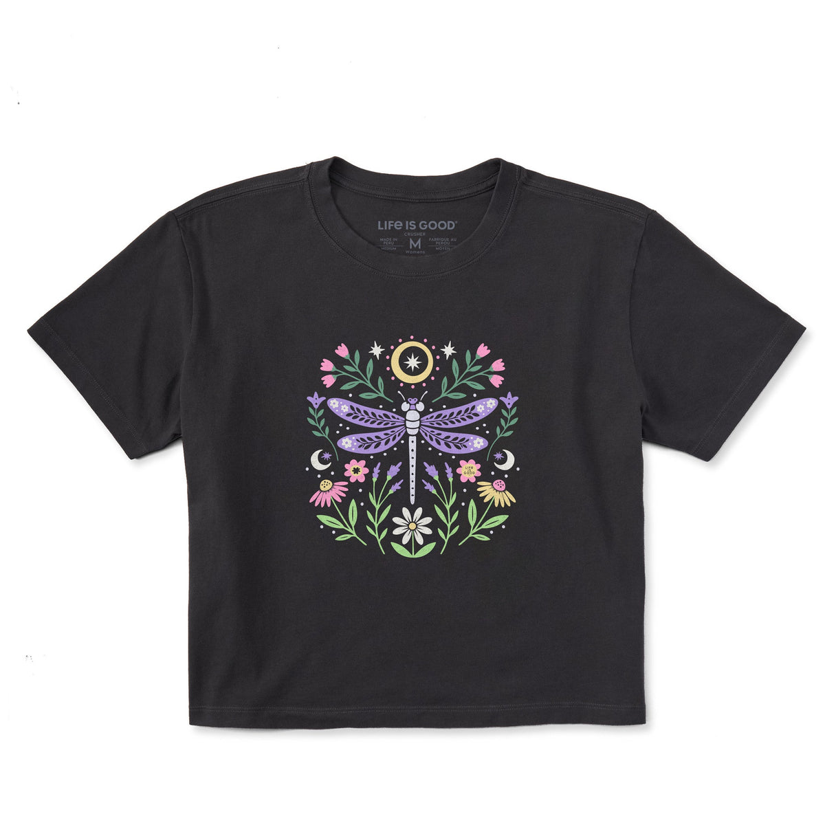 Women's Dragonfly and Flowers Short Sleeve Crusher Boxy Tee product image 1